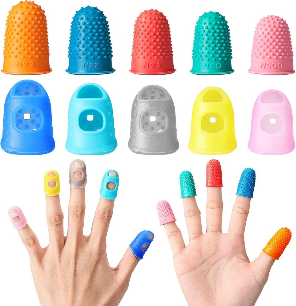 Zonon 20 Pieces Rubber Thimble Large, Medium, Small, X-Large, X-Small, Blue