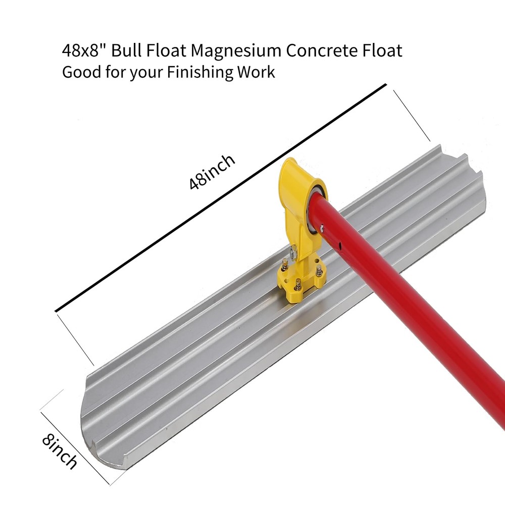 ✨Concrete Bull Float Tool Kit w/48"x12" Round End Float Trowel,3 Handle Bracket