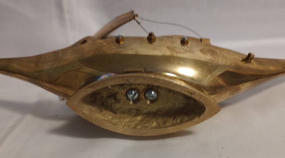 Solid Brass Junk Ship Sculpture 11" Unusual!