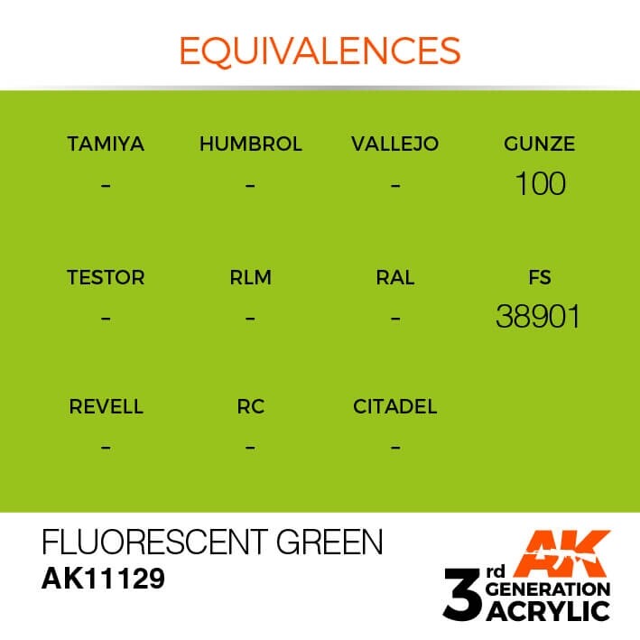 AK Interactive 17ml Bottle Fluorescent Green 3rd Gen Acrylic Paint AK11129