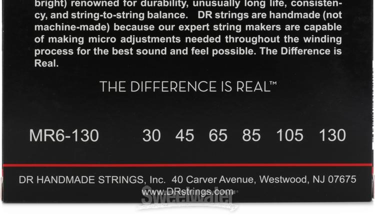 DR Strings MR6-130 Hi-Beam Stainless Steel Medium 6-String Bass Strings