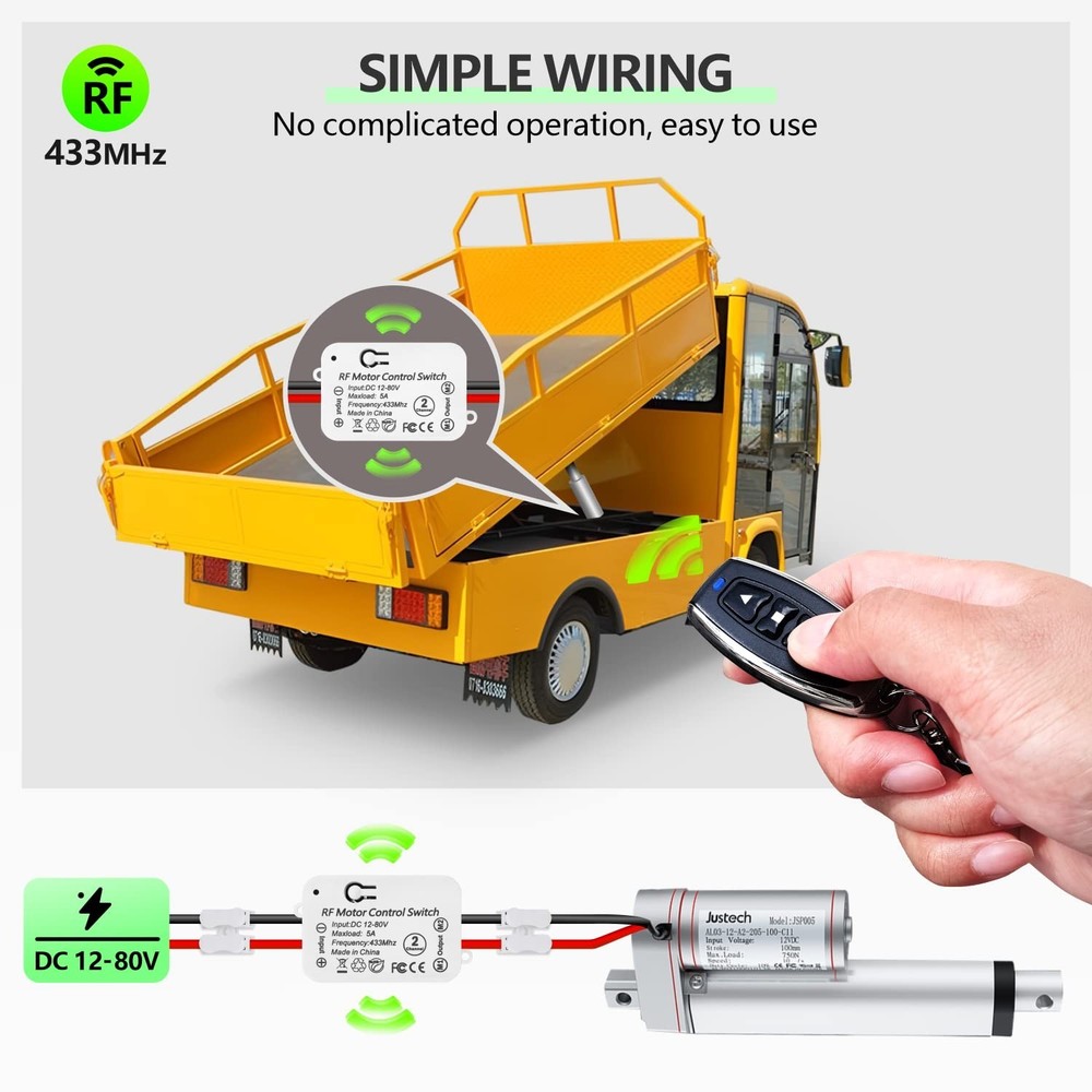 DieseRC Wireless DC Motor Remote Control Switch, DC 12V~80V 5A Relay Receiver...