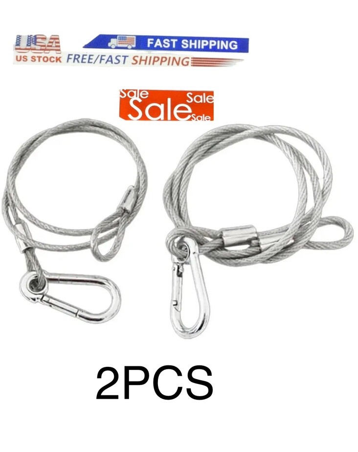 Stage Light  Safety Cables 47”, Stainless Steel Security Cable.Multi Use/2PCS