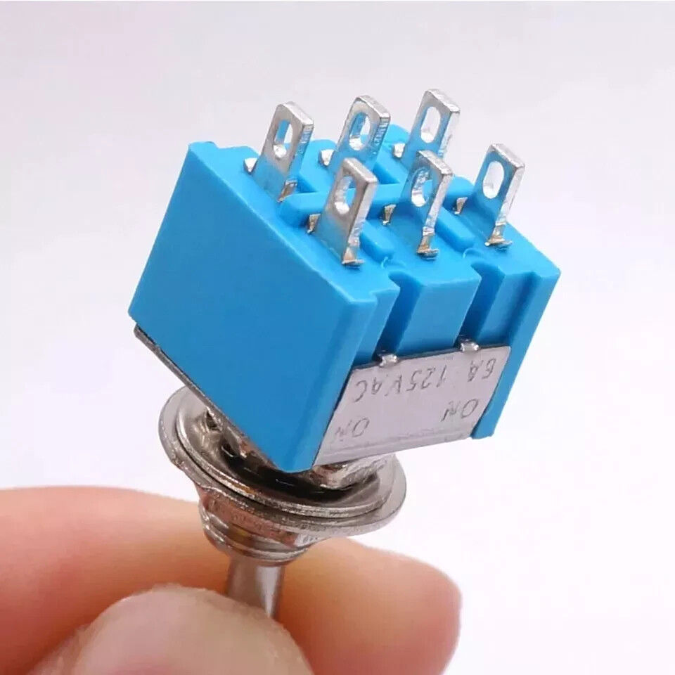 10Pcs DPDT Mini Toggle Switch 6-Pin 2 Position ON/ON Miniature Toggle Switch 6A