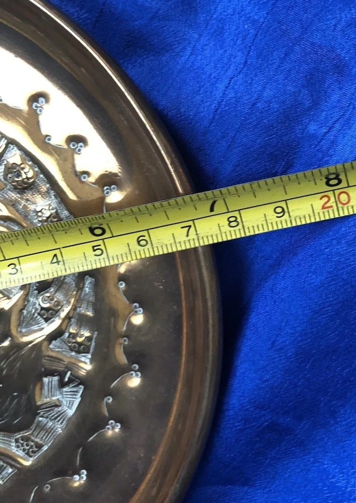 Vintage Hammered Copper? Brass? Plate Wall Hanging Two Deer Pattern