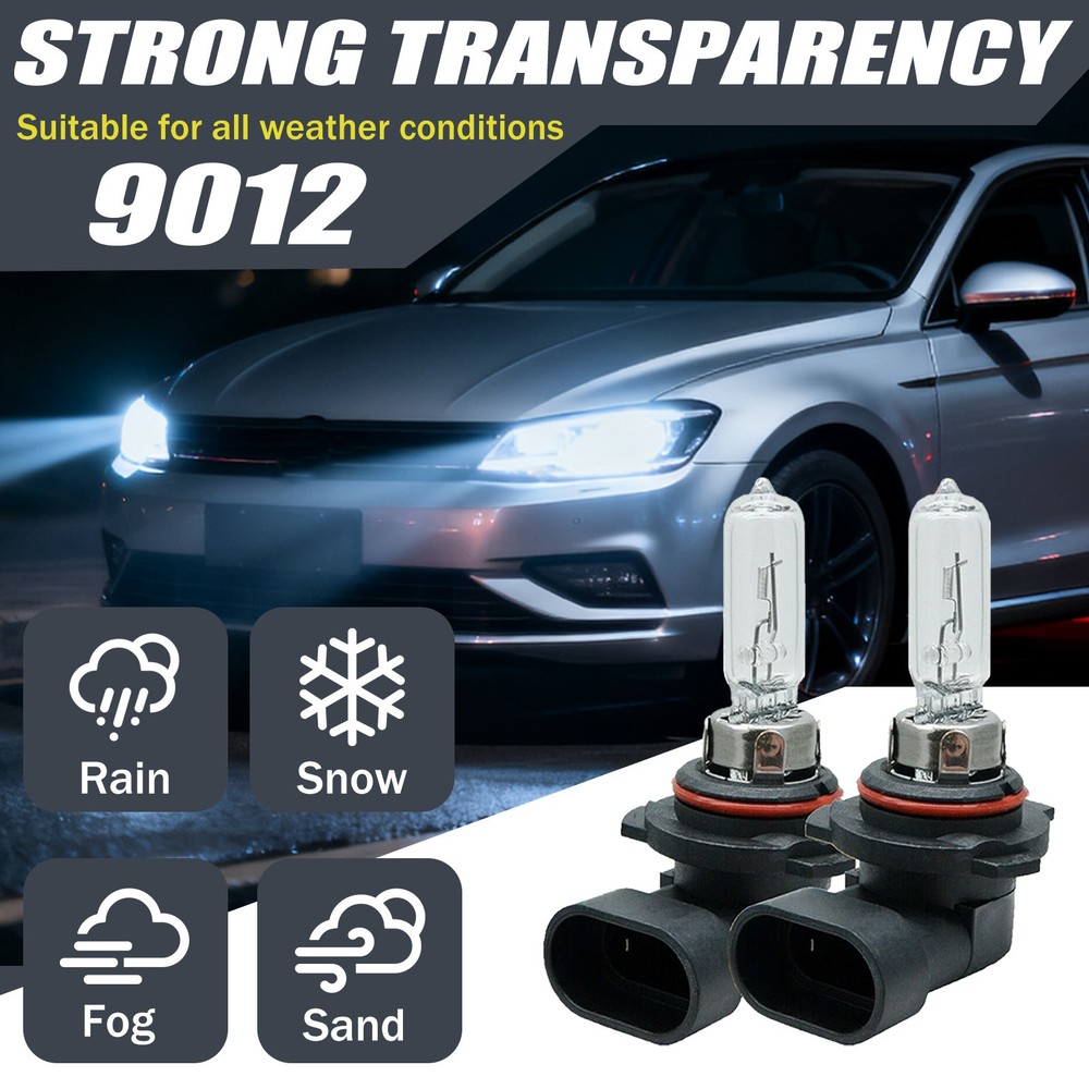 2X 9012/HIR2 Halogen 55W 6500K Low-Beam Headlight Bulbs Bright White Replacement