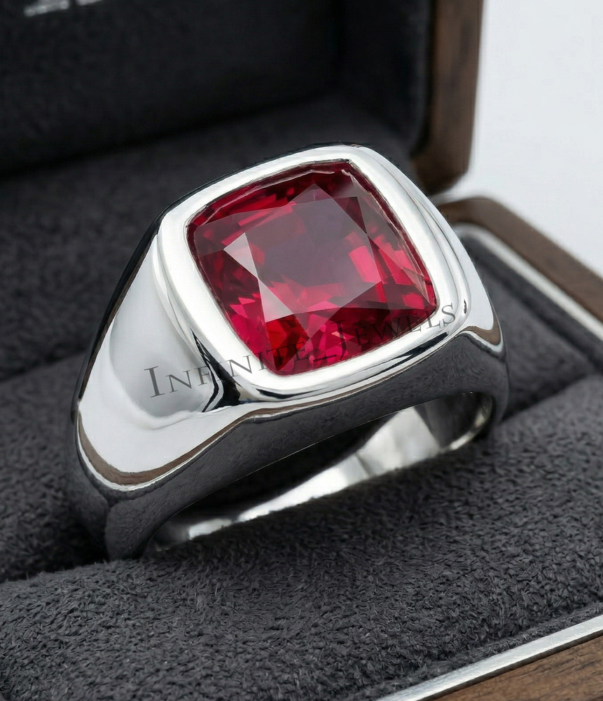Natural Ruby Ring Men's 925 Sterling Silver Ring Handmade Engagement Man's Ring