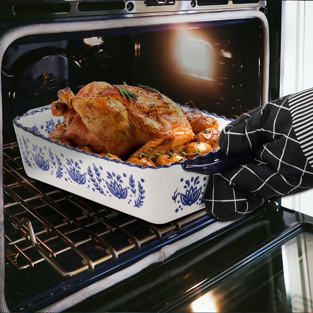 SOUJOY 3-Pack Porcelain Bakeware Set - Rectangular Baking Dishes, Lasagna Pan