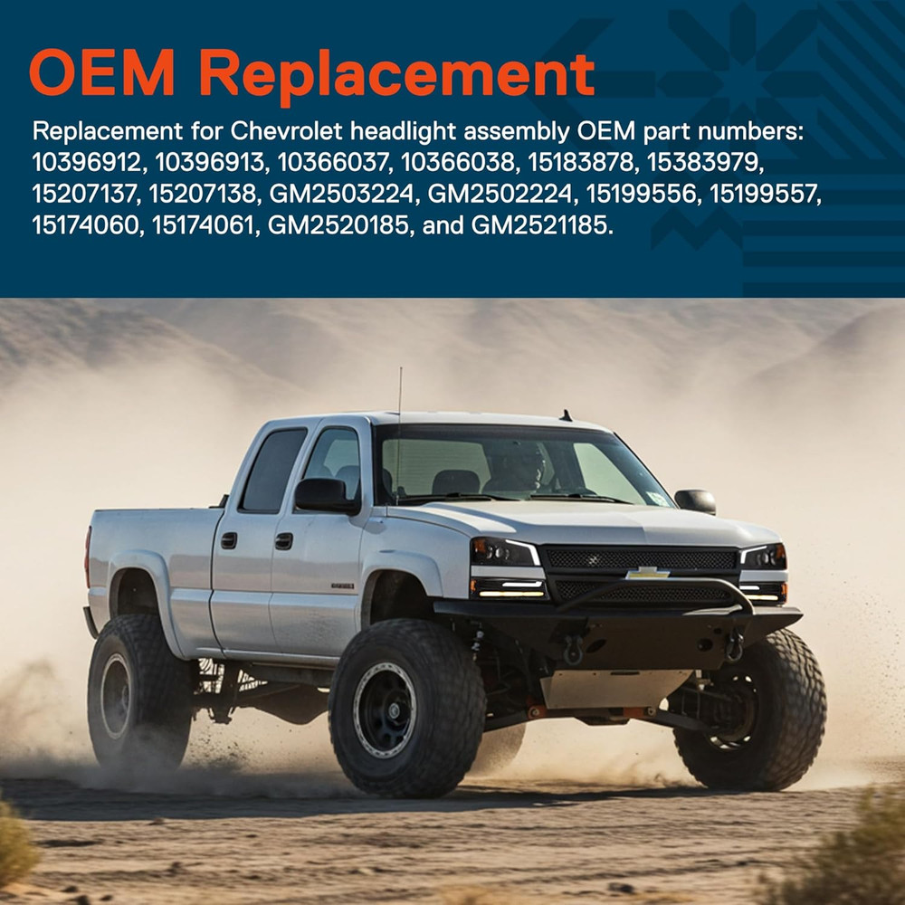 Full LED Headlight Assembly Replacement for Chevrolet 2003-2006 Chevy Silverado