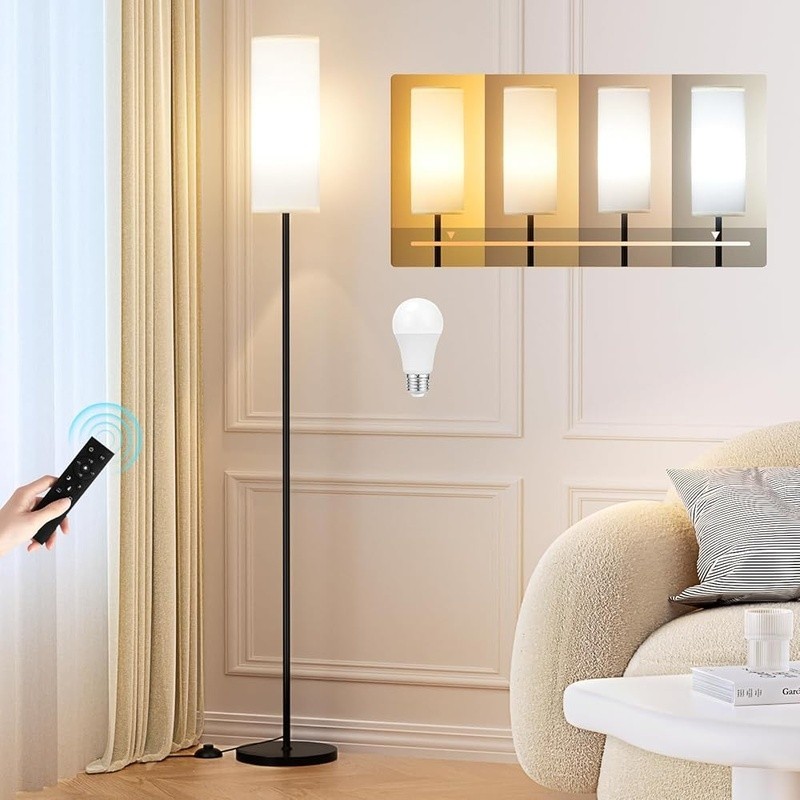 Dimmable Floor Lamp Remote Control Adjustable Brightness Color Temperature Timer