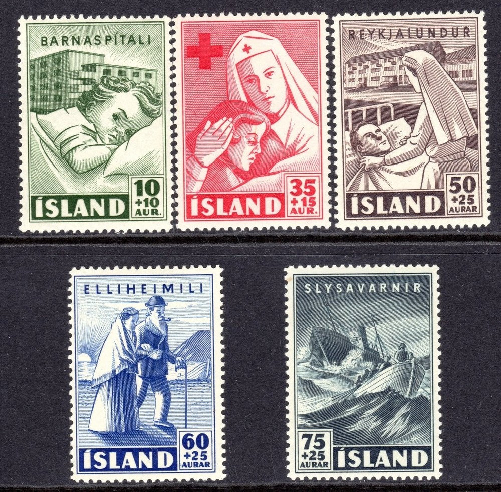 Iceland Scott #B 7-11 VF Unused 1949 Various Charties