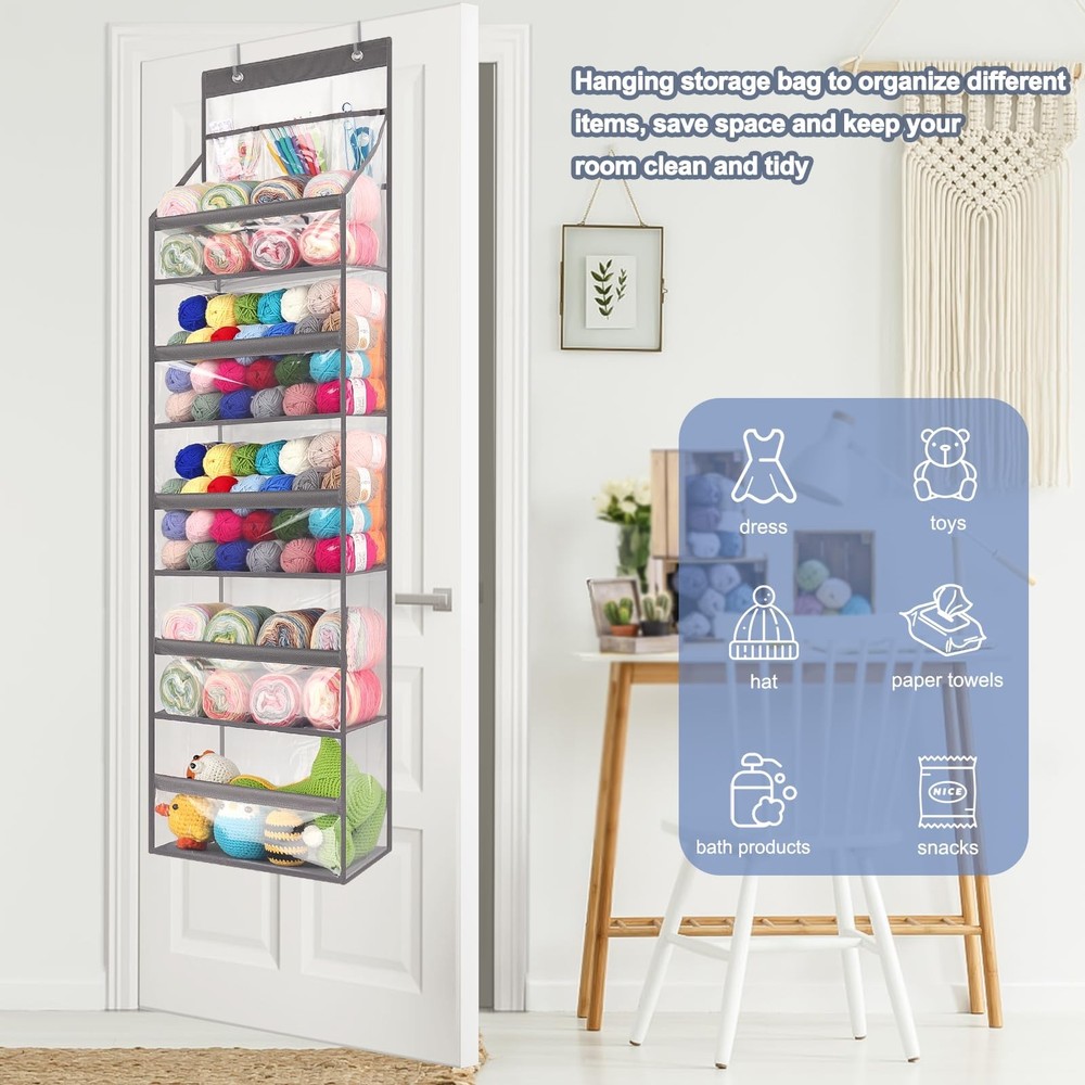 Hanging Yarn Storage Organizer, Large Capacity Knitting Organizer Storage wit...