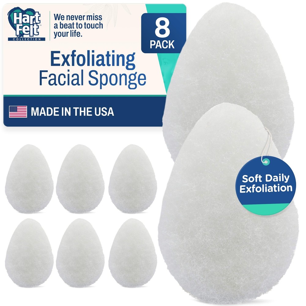 HartFelt 8ct Tear Drop Face Scrubber for 1 Count (Pack of 8), Regular - White