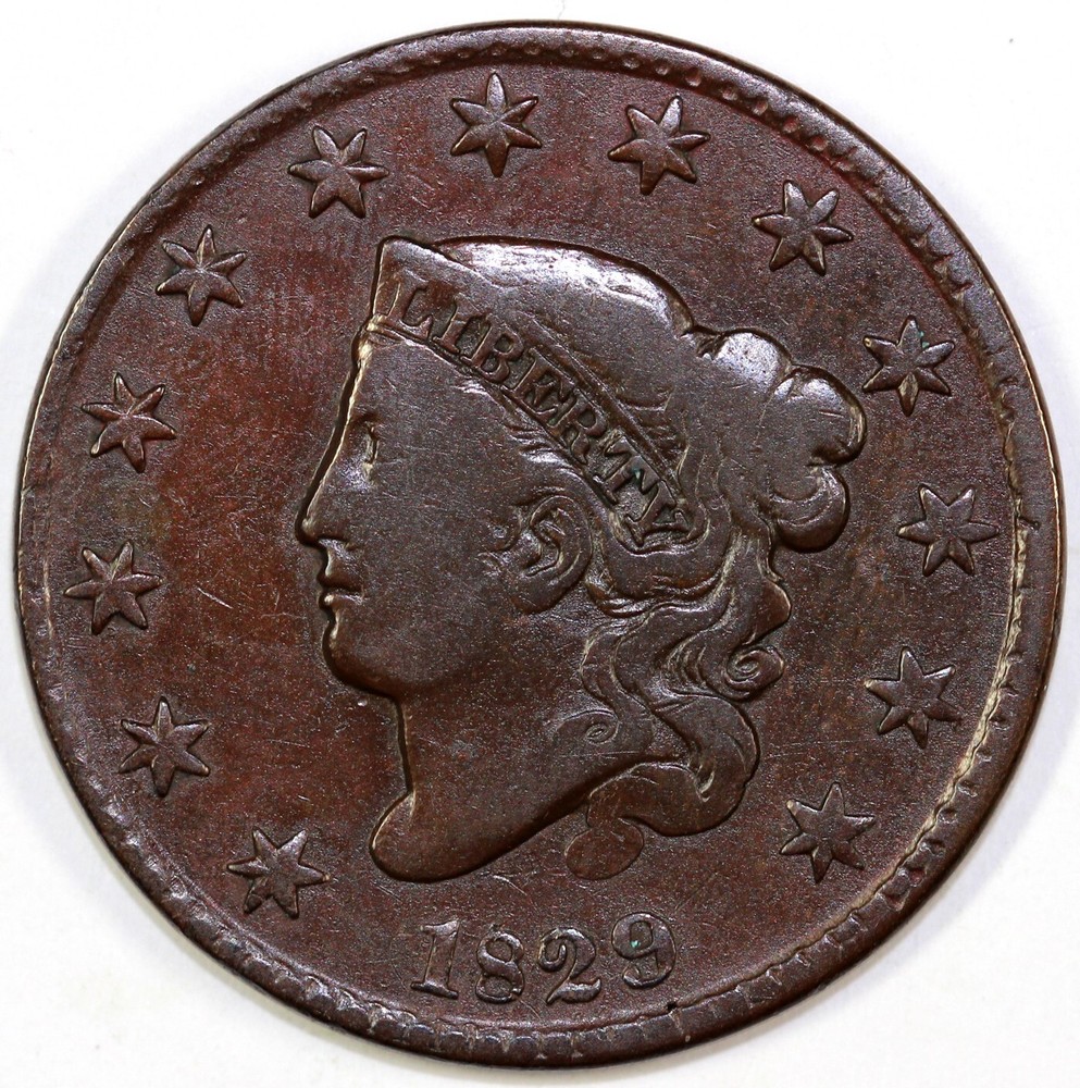1829 1c N-4 Coronet or Matron Head Large Cent