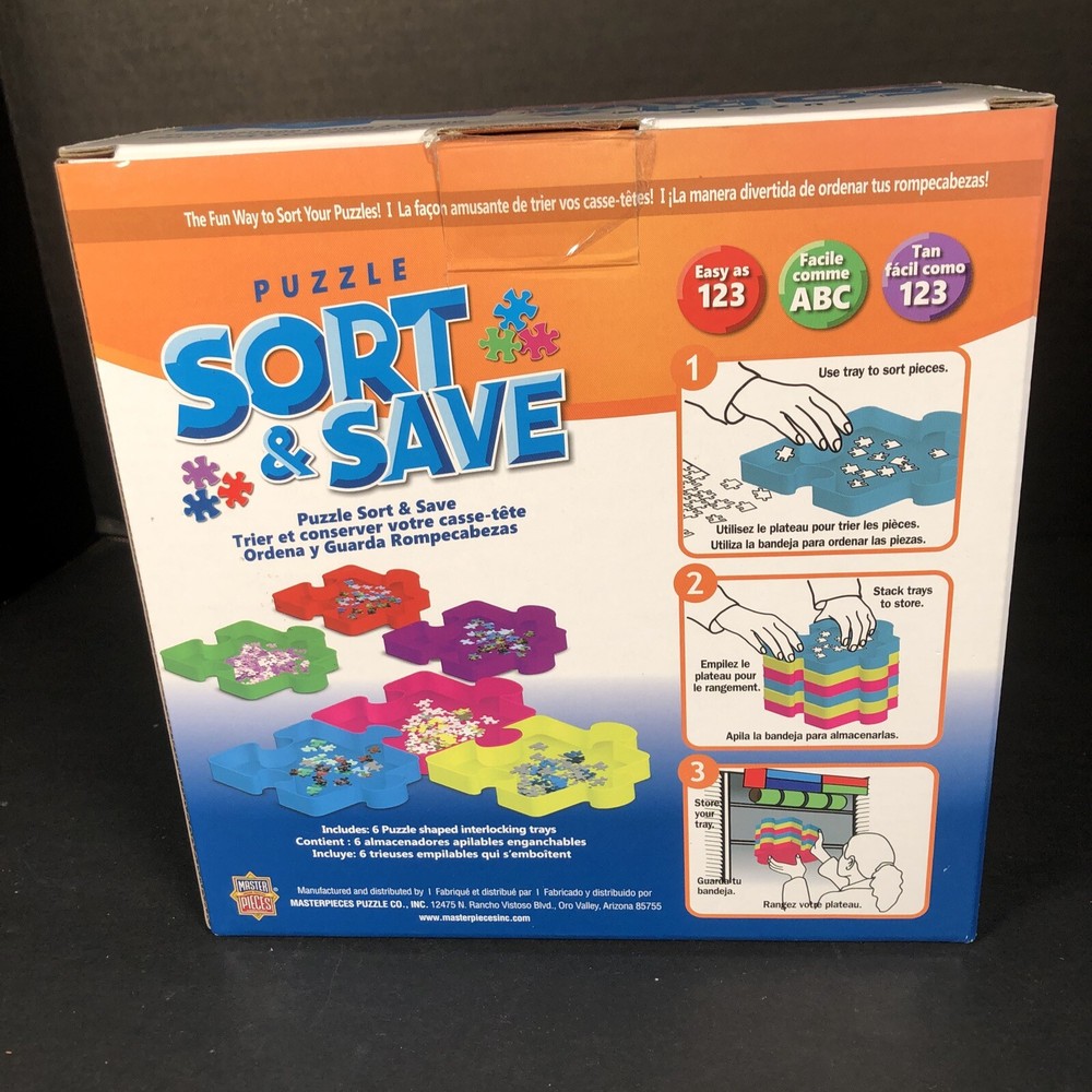 MasterPieces Accessorie, Jigsaw Puzzle Sort & Save 7.85" x 7.85" 6 Stackable~NIB