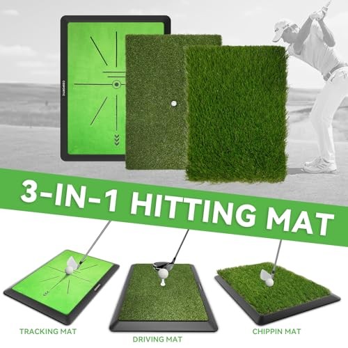 Golf Hitting Mat, Golf Training Mat for Swing Path Rough-Fairway-Tracks mat
