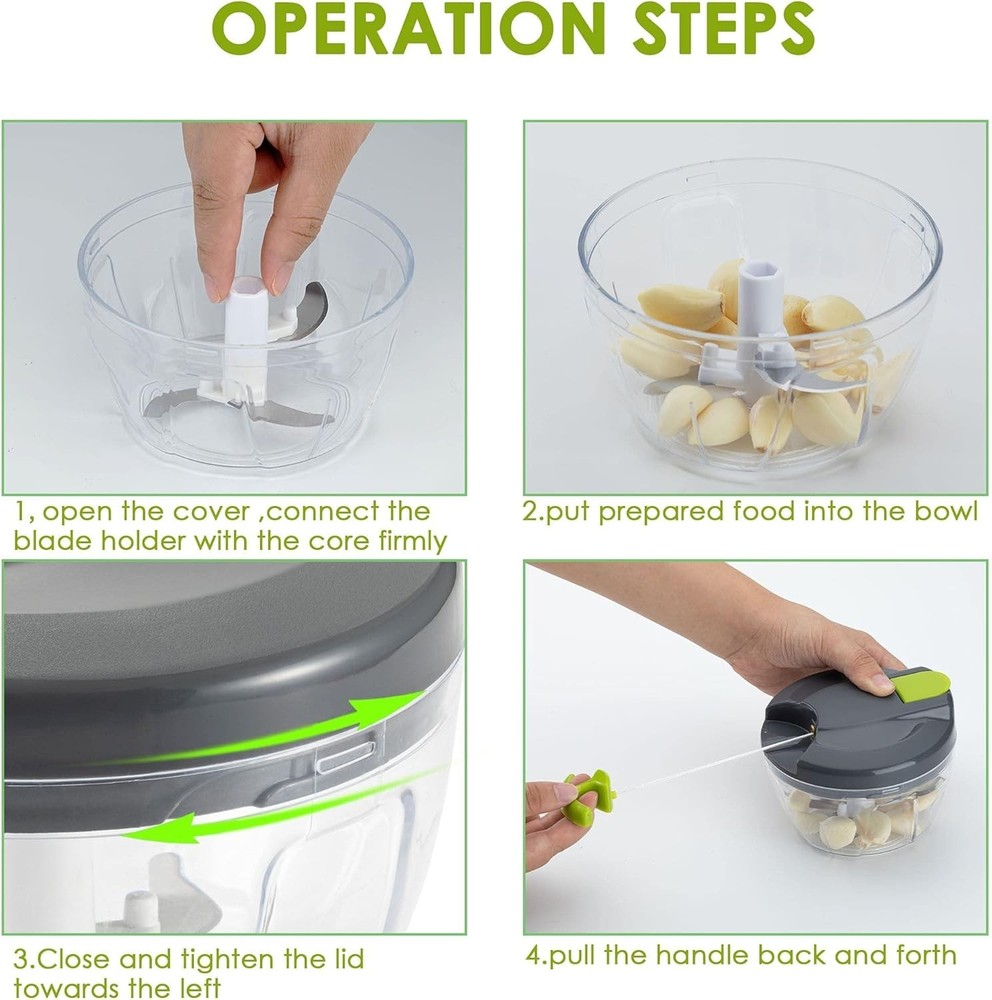 Multi-Function Manual Food Chopper & Processors with Handle and Cover,Vegetab...
