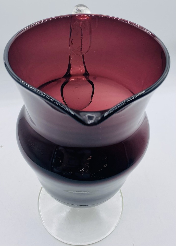 Vintage Amethyst Glass Pitcher 9 1/8"