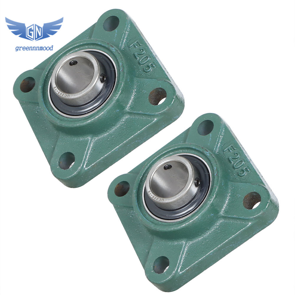 2 Piece UCF205-16 Solid Base Pillow Block Flange Mounted Bearing 1" Bore 4 Bolt