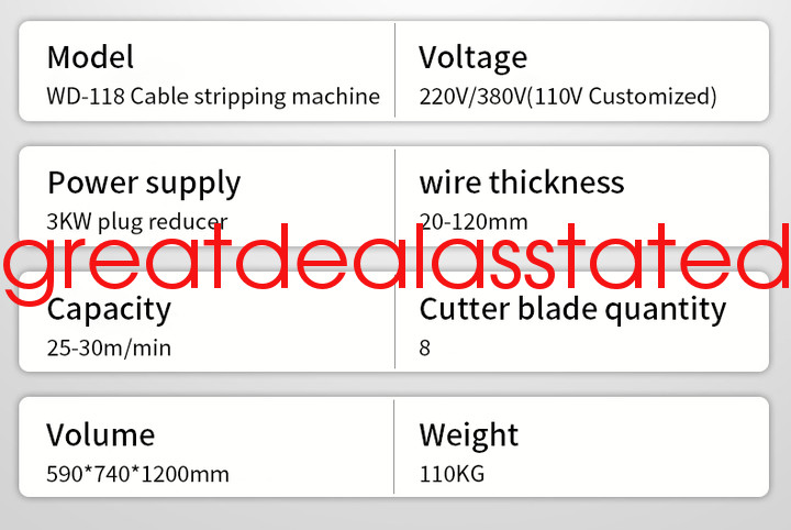 Full-Automatic Waste Cable Stripper Wire Stripping Machine 3500w 20-120mm 110v