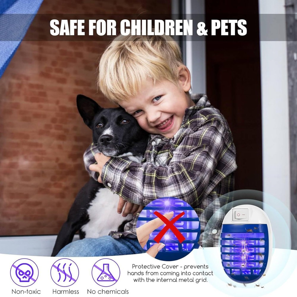 2-Pack Blue Light Bug Zapper Trap - Ideal for Home/Patio Fly & Insect Control