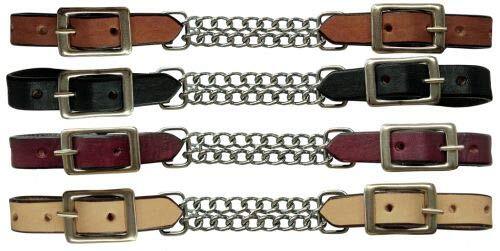 Showman Leather Curb Strap w/ Double Chain