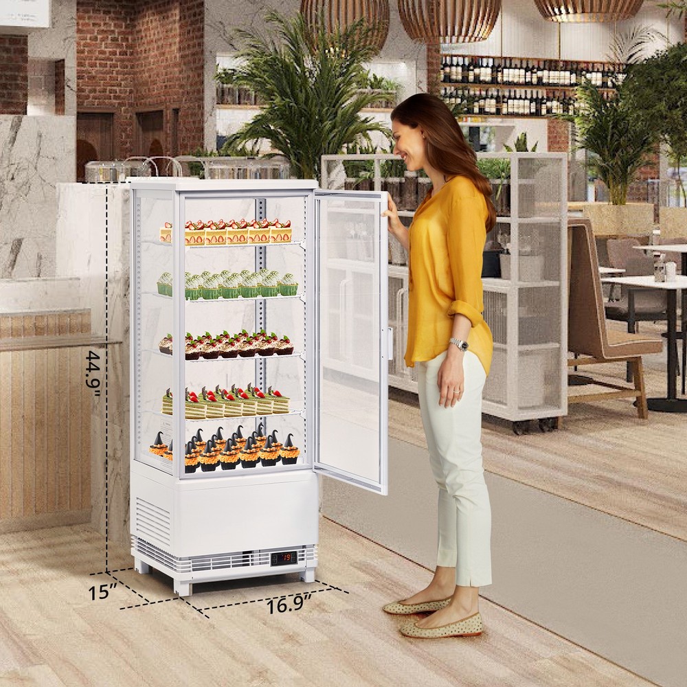 Refrigerator Display Case 3.5 Cu.Ft, Refrigerated Display Fridge for Pastry Cake