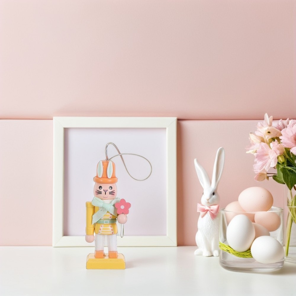 4 Pcs Easter Bunny Decor Nutcracker Soldier Puppet Home Standing Figurine