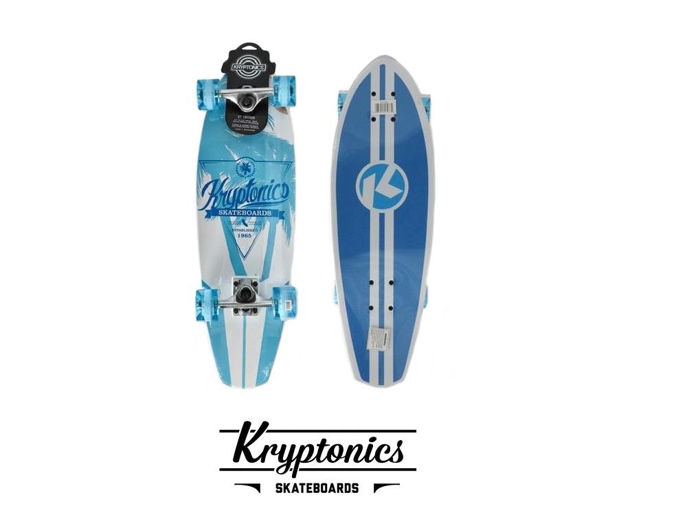 New Kryptonics 27" Cruiser Complete Skateboard (Blue Flow)