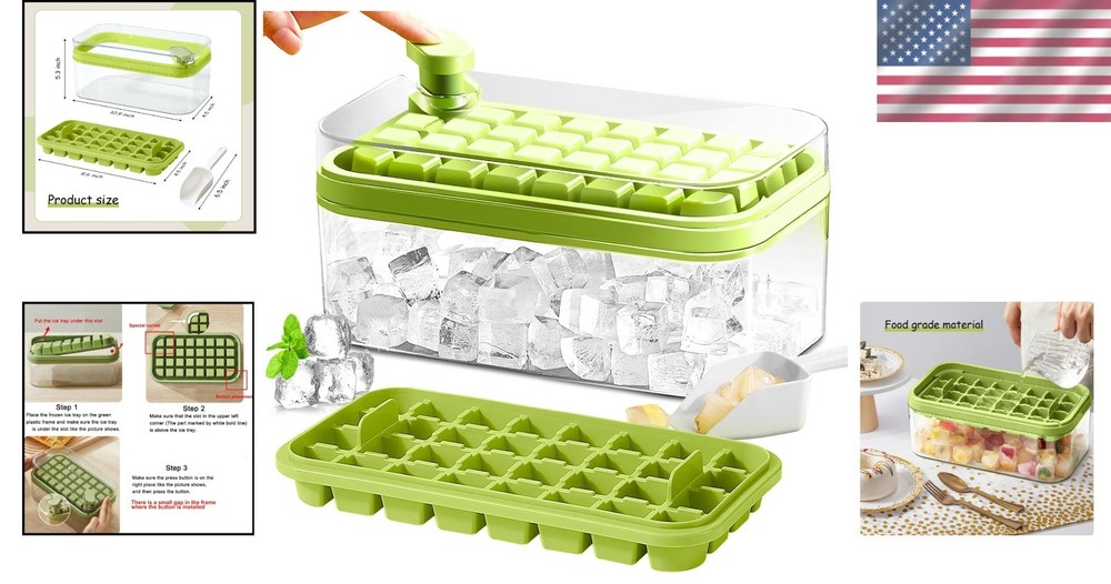 64 Cube Capacity Tray Set in Green - Effortless Ice Making for Home Entertaining