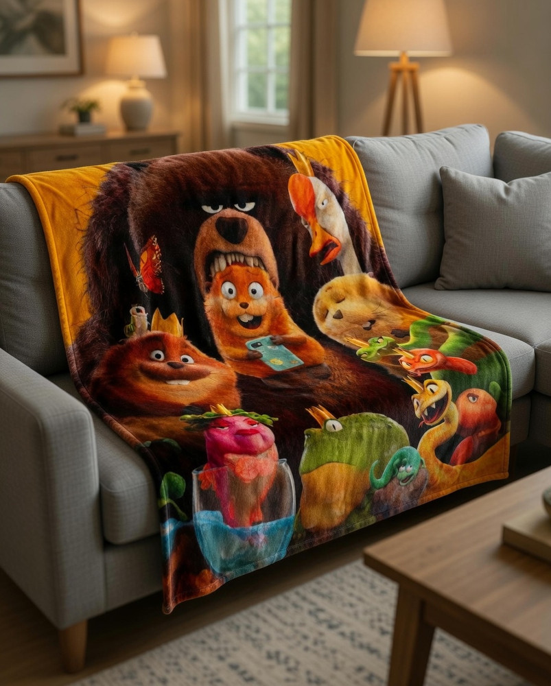 Animated Rabbit Cartoon Flannel Blanket Soft Warm Bed Throw