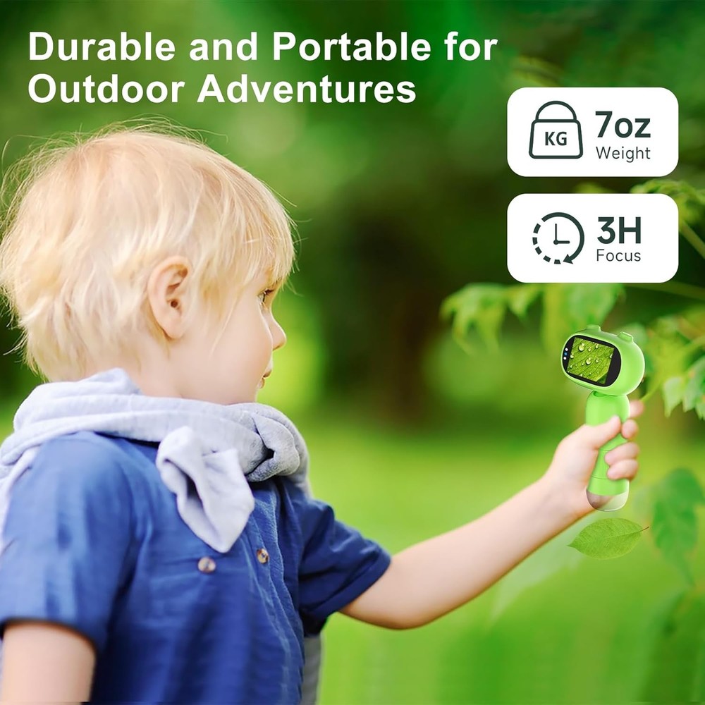 1000X Pocket Microscope for Kids – Railhorn Mini Microscope with 2" LCD Screen