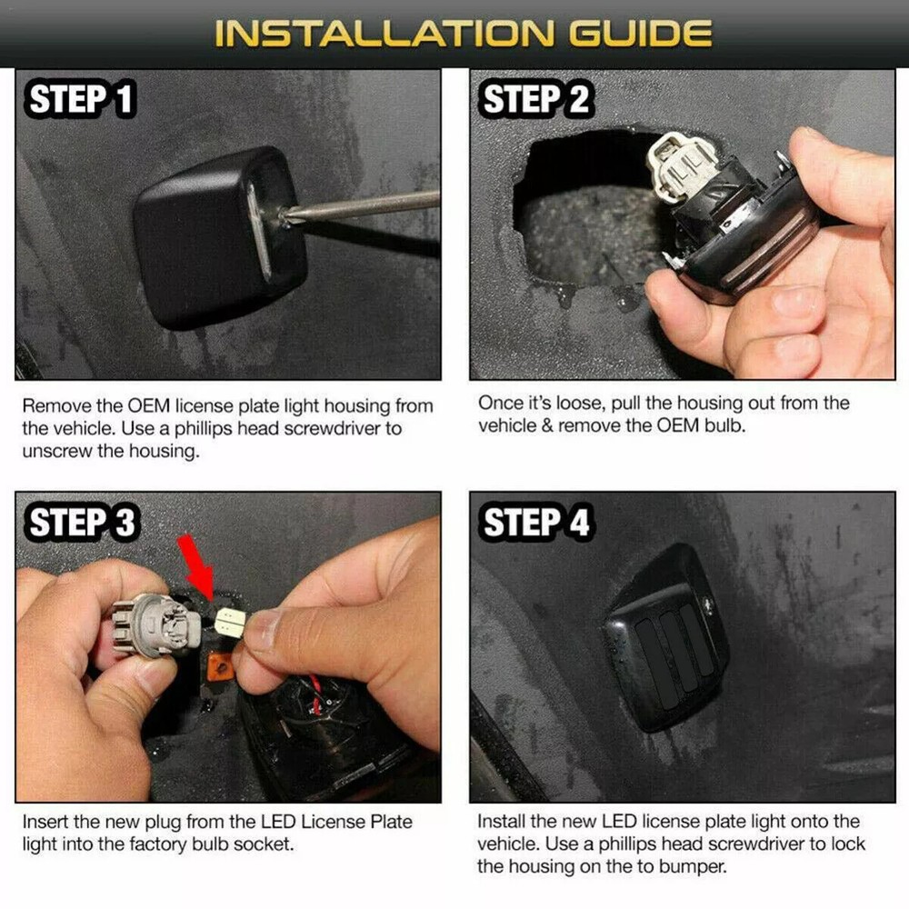 2X LED License Plate Light Tag Lamp For Toyota Tundra 2000-2013 Tacoma 2005-2015