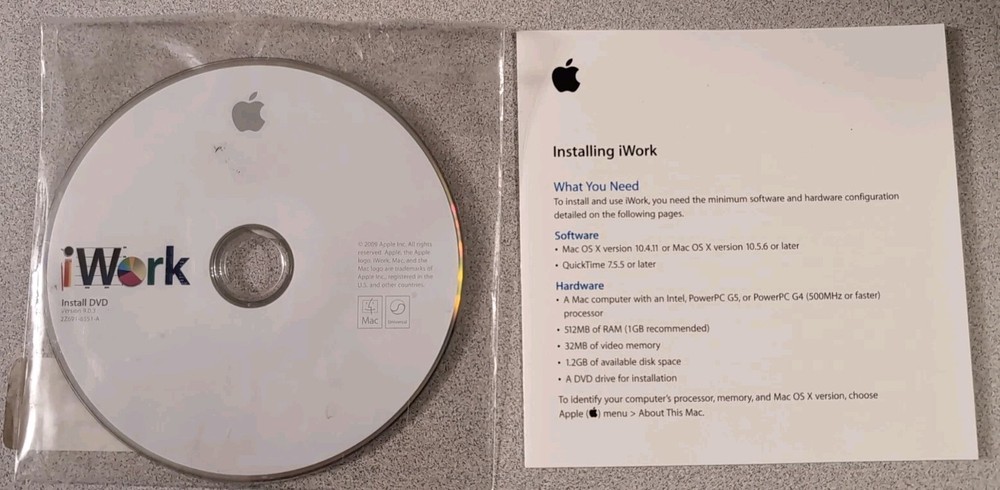 Apple iWork 2009 Install DVD Version 9.0.3, Free Shipping
