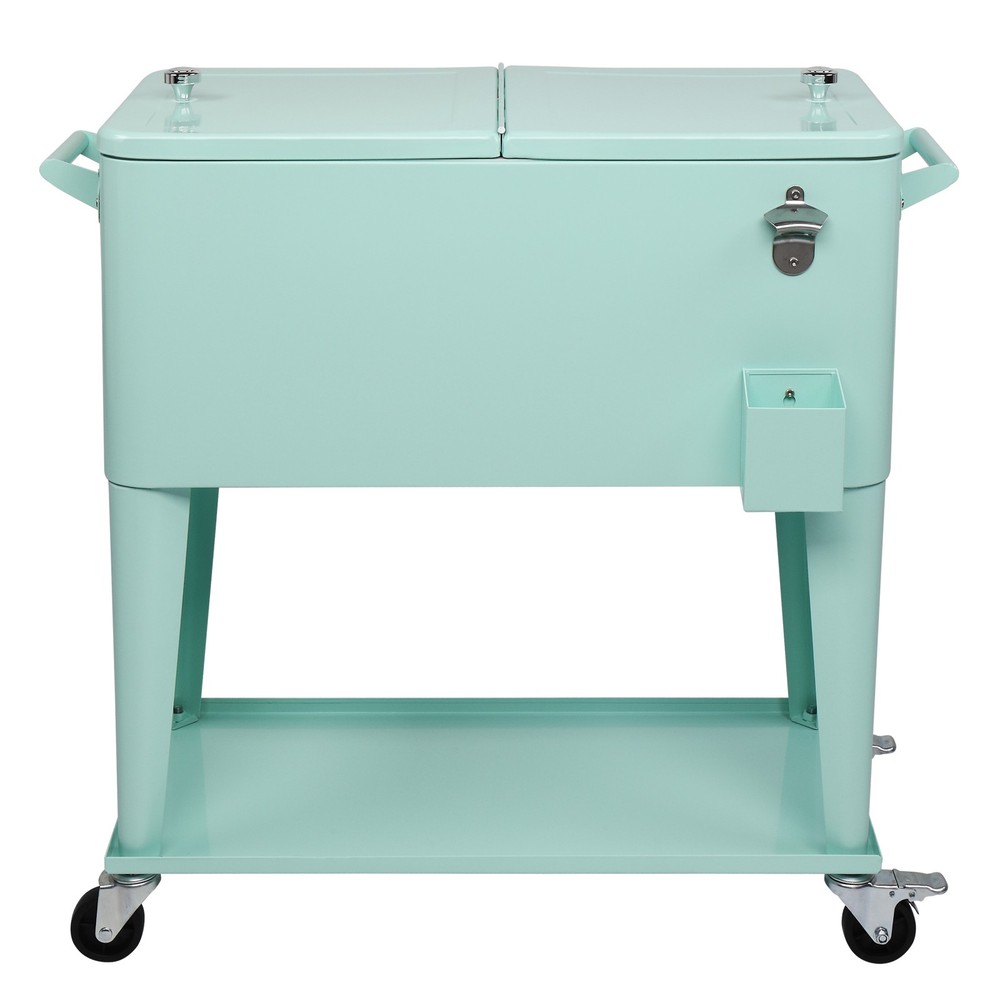 Rectangular Plastic Frozen Insulation Cart, Mint Green, Portable Cooler