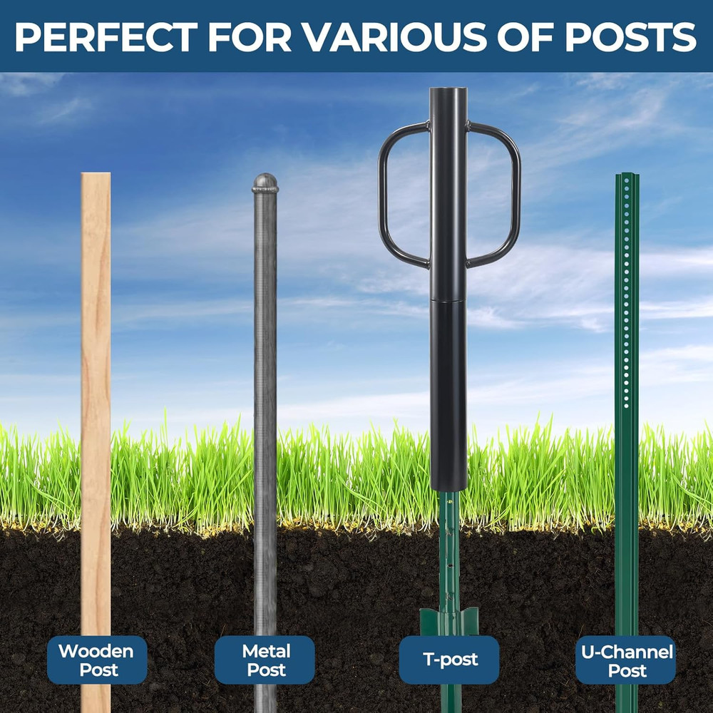 Fence Post Driver, 20LBS Fence Post Driver with Handle, 2.7 Inch Inner Diameter
