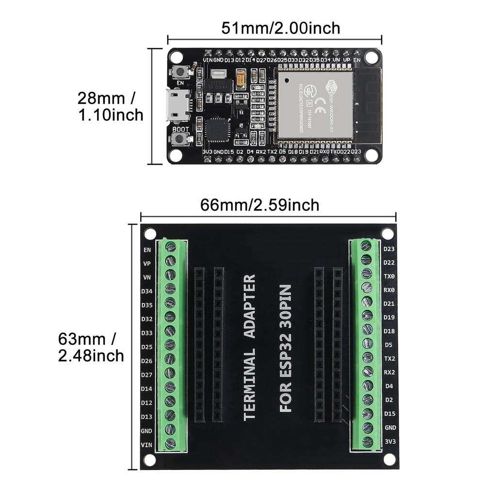 3 Sets ESP32-WROOM-32S Development Board with Breakout Board Shield Terminal