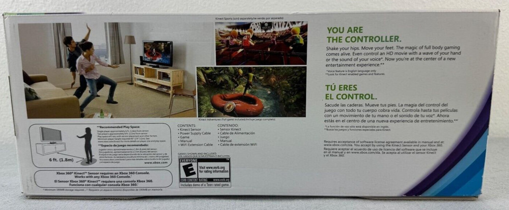 XBox 360 Kinect Sensor Model 1414 + Kinect Adventures Full Game Microsoft NIOB