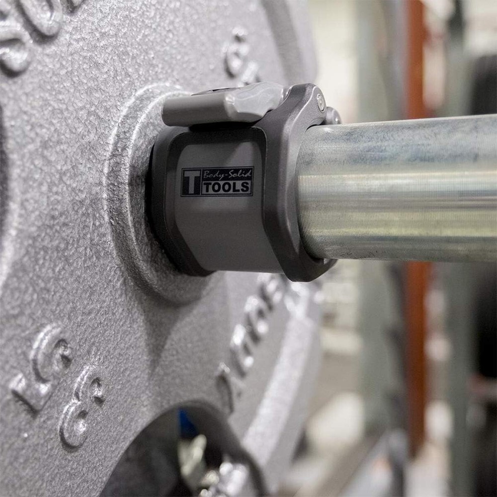 Body-Solid Tools Lock Jaw Hex Collars - Quick-Locking Latch Barbell Clamps