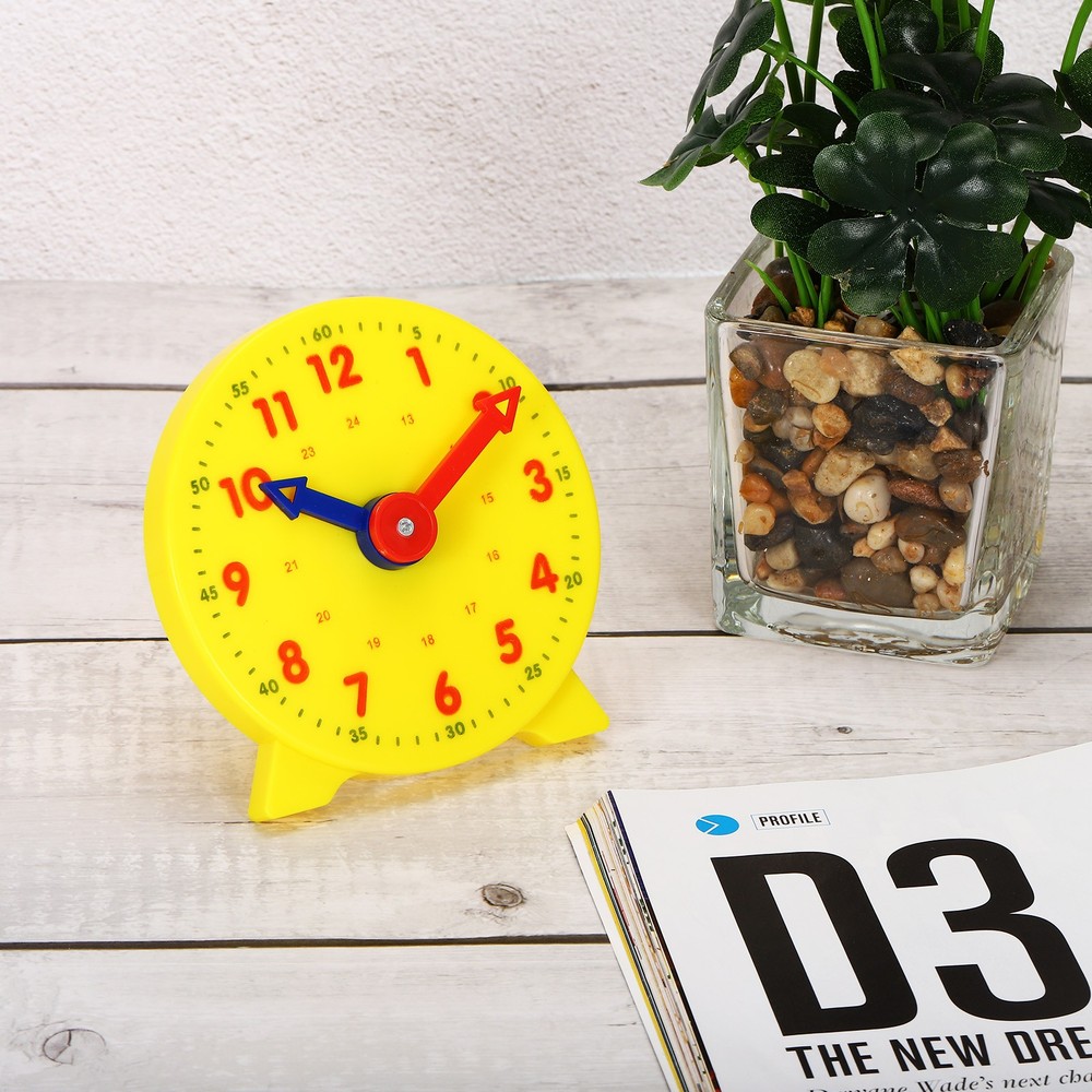4 inch Teaching Clock Learning Time 24 Hour 2 Pointers, Yellow