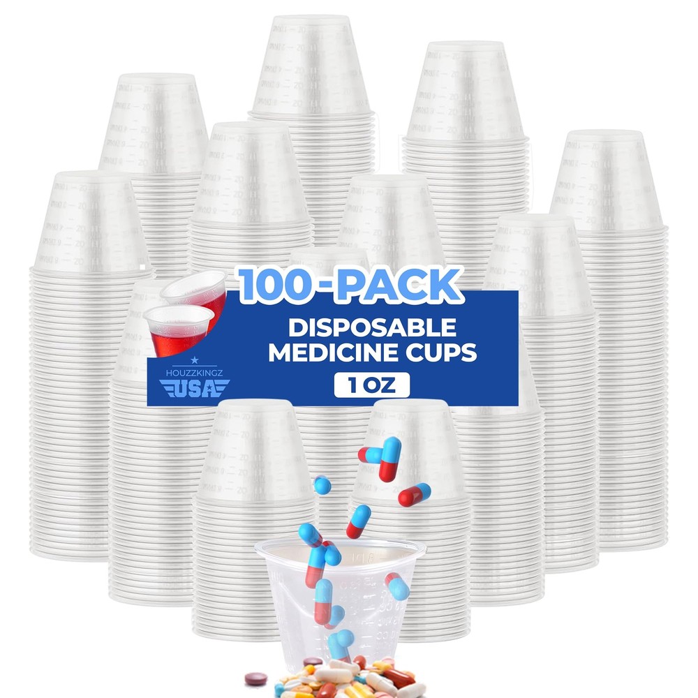 Medicine Cups Disposable 1 Oz – 100 Sample Cups | Mini Plastic Med Disposable...