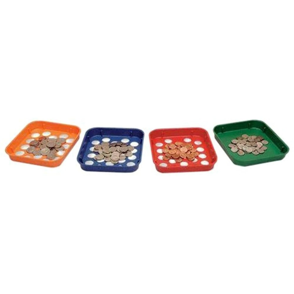 MMF Industries Speed Sort Coin Sorting Trays, 4 Color-Coded Trays for Pennies