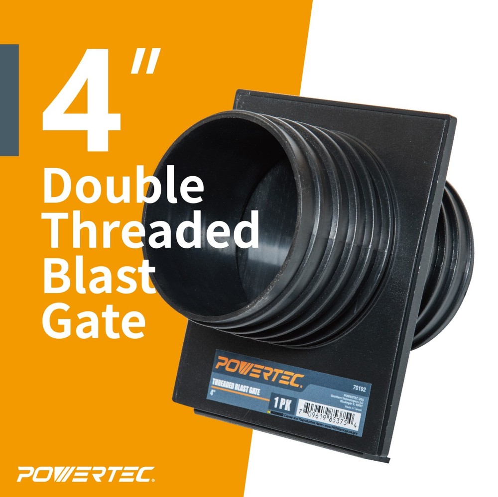 POWERTEC 4" Double Threaded Blast Gate for Dust Collector, 2PK (70192-P2)