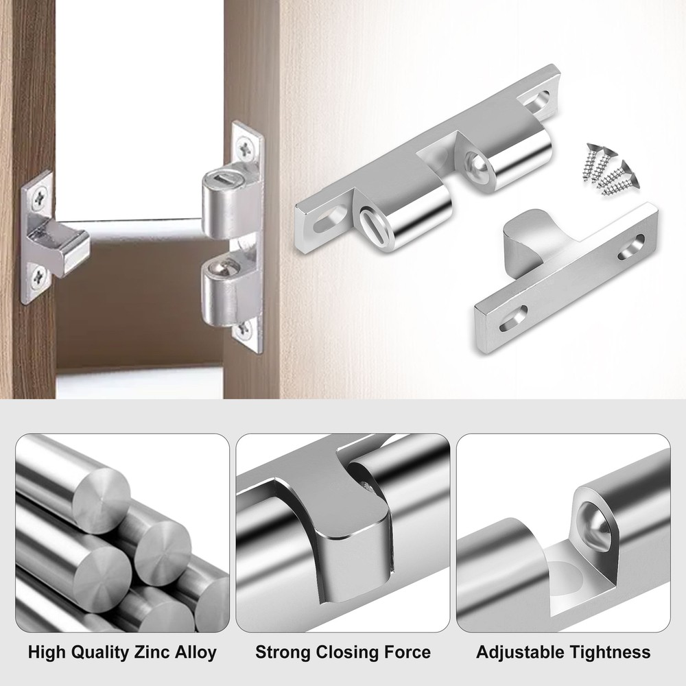 10pcs Cabinet Door Double Roller Catch Silver Cupboard Closet Latch