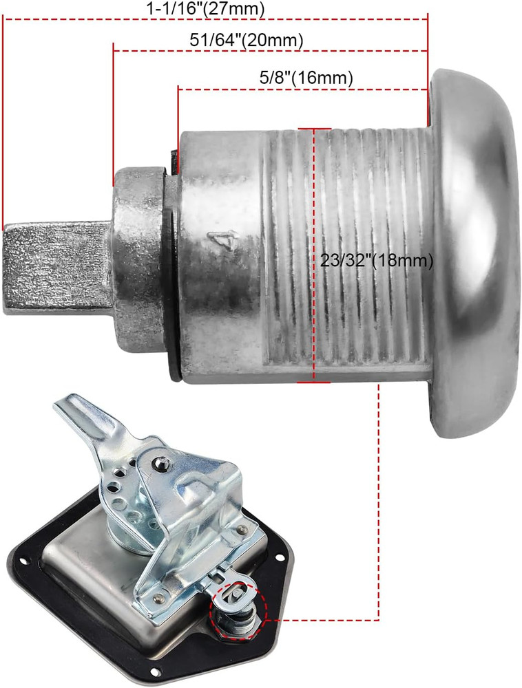 Replacement Tool Box Locks with Keys for T-Handle Tool Boxes, 2 Cylinders