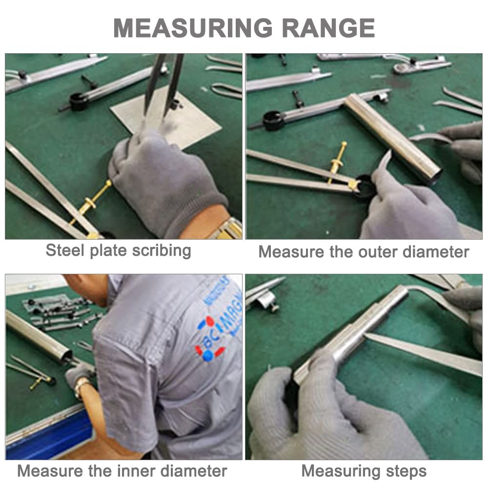 3 PCS 6 Inch Quick Adjust Spring Inside Outside Divider Caliper Carbon Steel