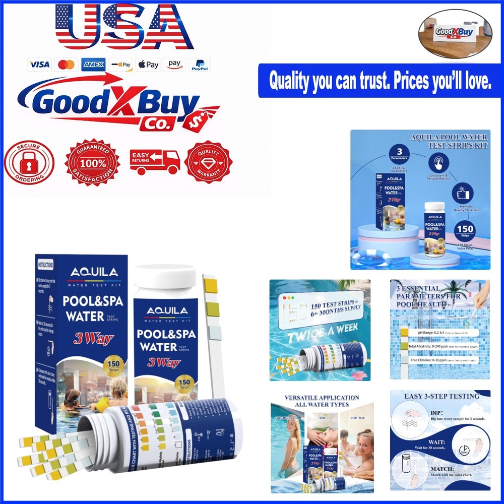 Pool Water  Strips Kit 150 Count for Spa Hot Tub Alkalinity pH Chlorine Testing