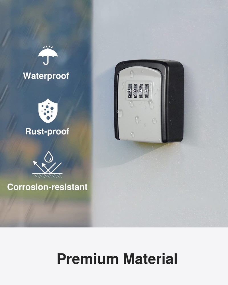 Key Lock Box, 4-Digit Combination Key Storage Lockbox, Portable Wall Mounted ...