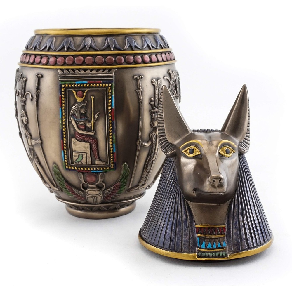 Top Collection Ancient Egyptian Replica Canopic Jar - Decorative Anubis Canop...