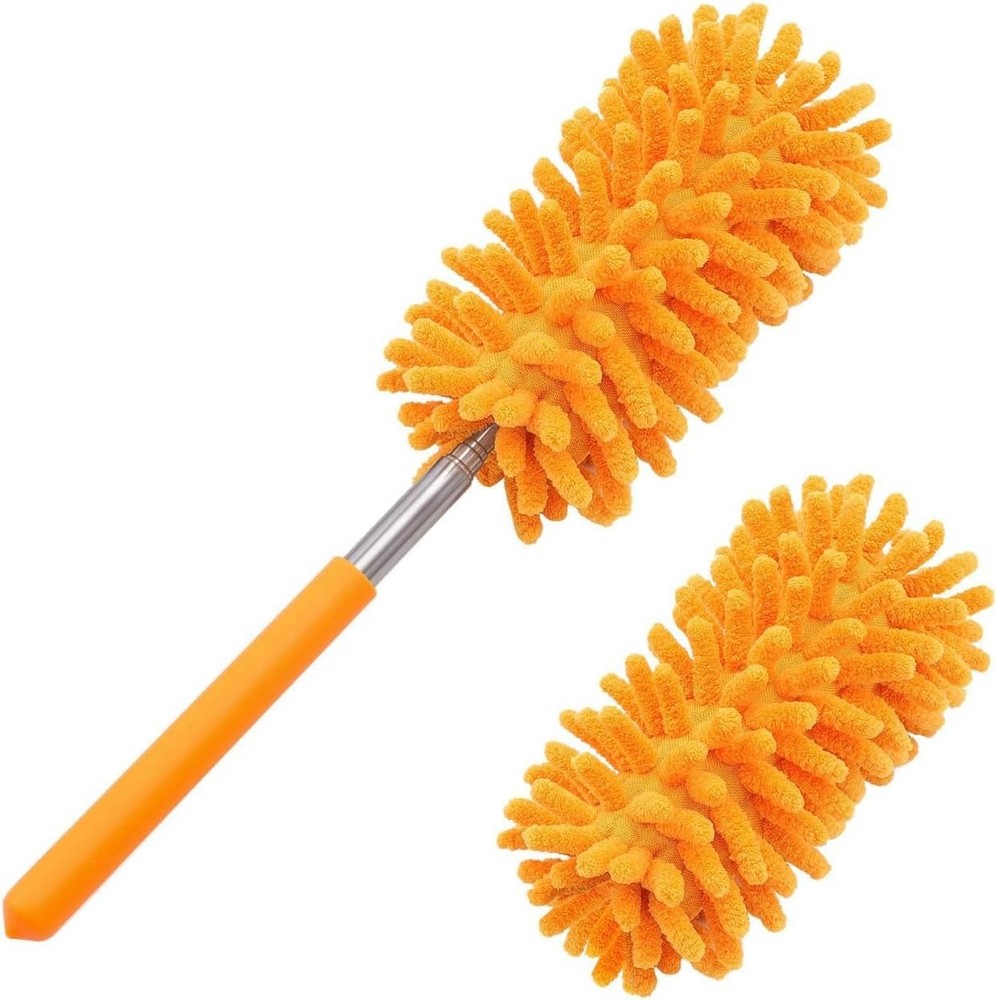 Tukuos Microfiber Duster with 2 Replaceable Heads & Extendable Pole for Cleaning
